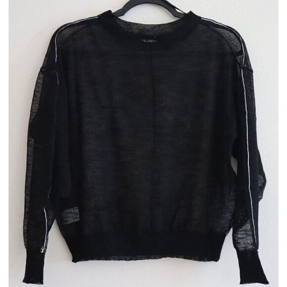UNIQ SW-70617 Women's Sz Small/Medium Black Sheer Long Sleeve Sweater - Picture 2 of 7